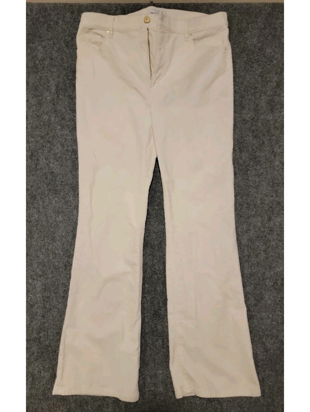 Ann Taylor Weekend Cream Corduroy Flare Pants Womens SZ 12 High Rise Stretch 455